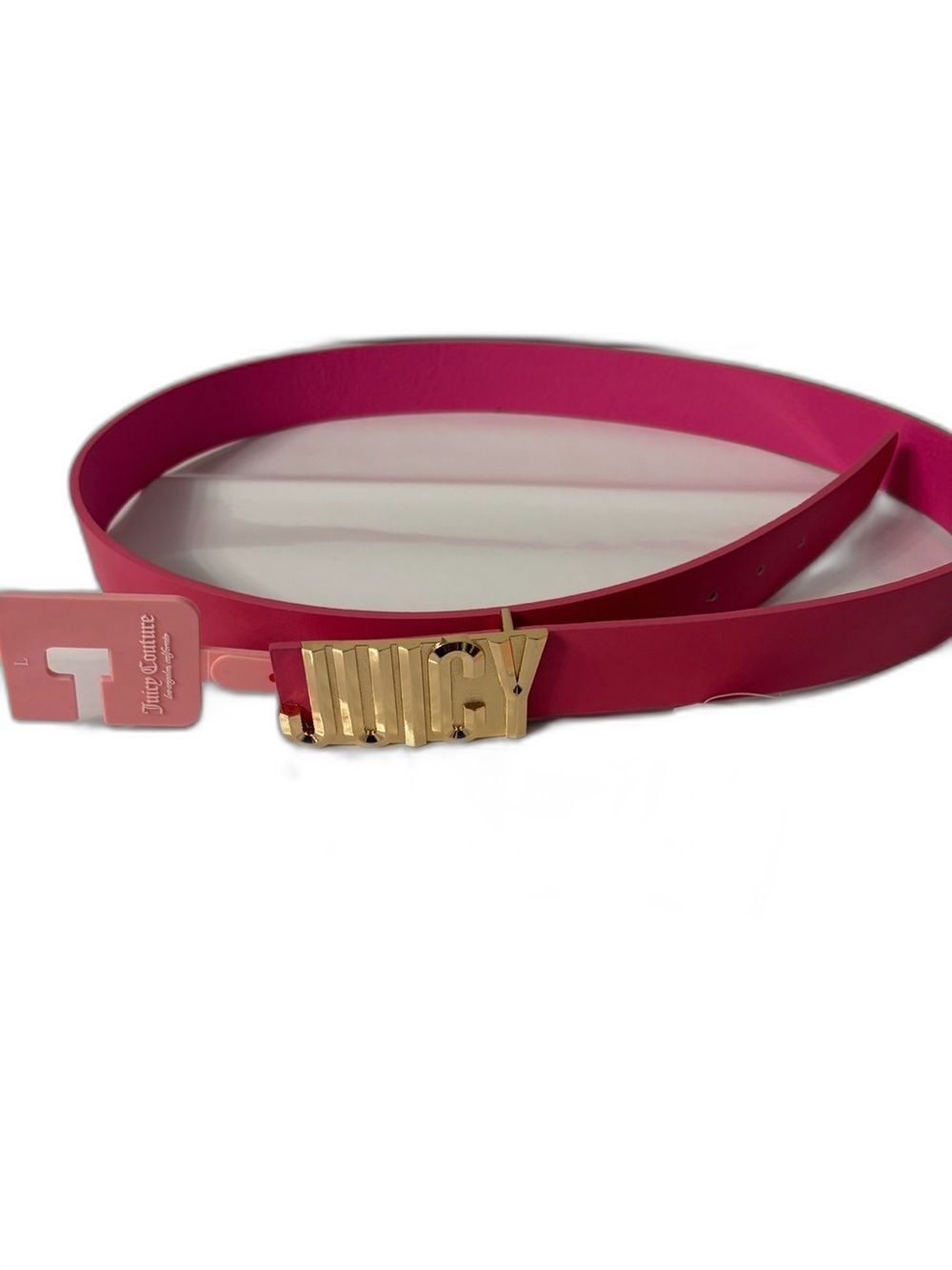 Juicy Couture Hot Pink Belt with Gold JUICY Buckle